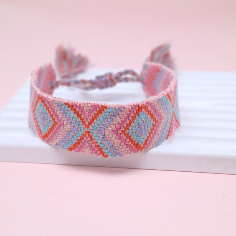 Wholesale Cord Embroiderable Logo Letter Woven Tassel Bracelet